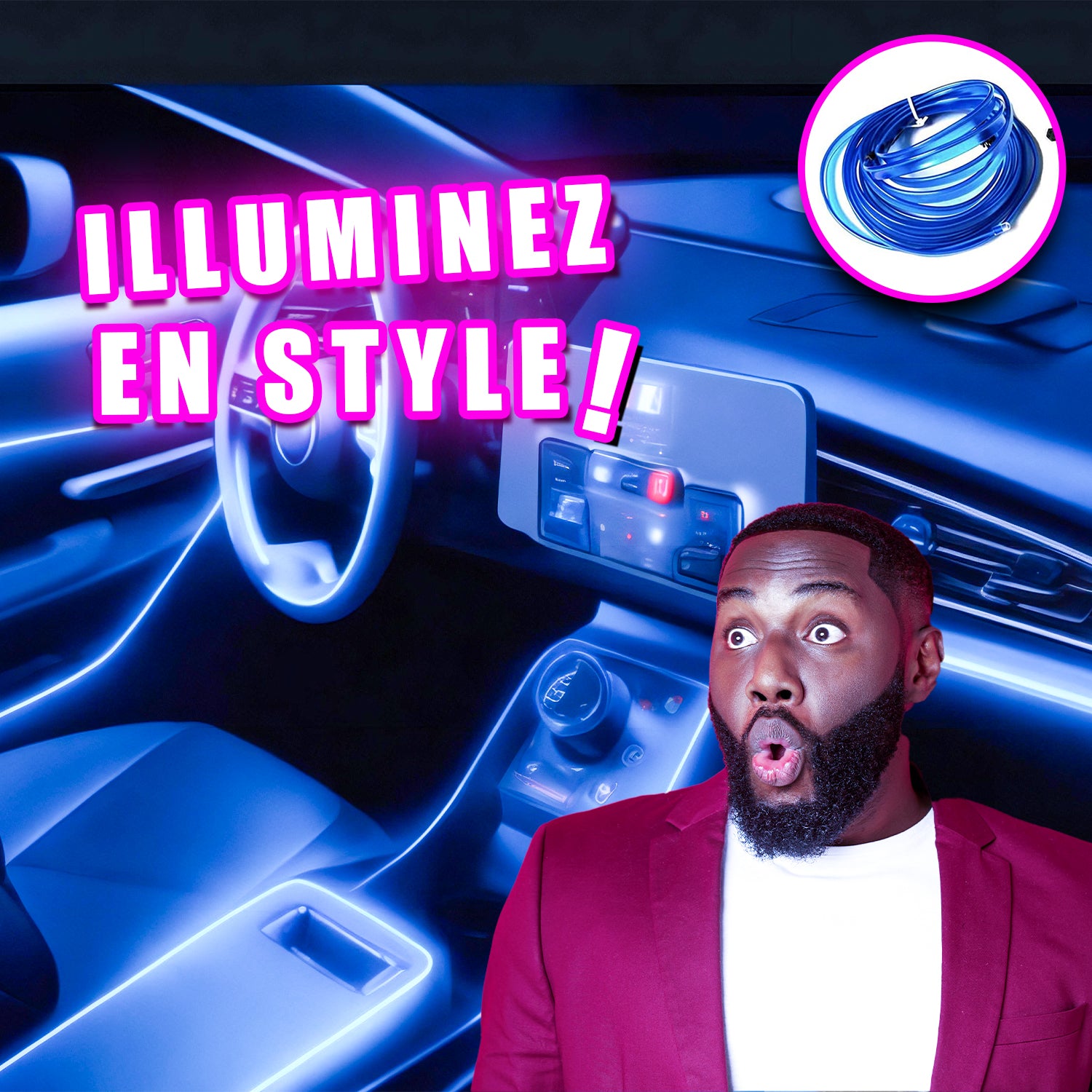 Iluminação ambiente Interior do carro com fibra óptica 