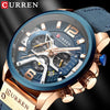 Montre CURREN Original® pour hommes Top marque montre de sport de luxe en cuir BK